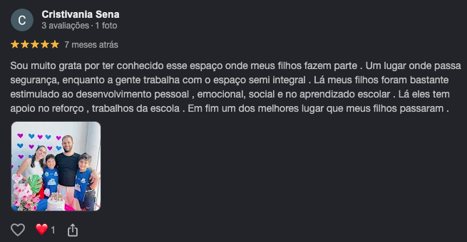 Avaliação 1 no Google