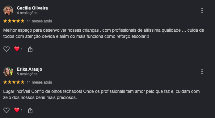 Avaliação 2 no Google