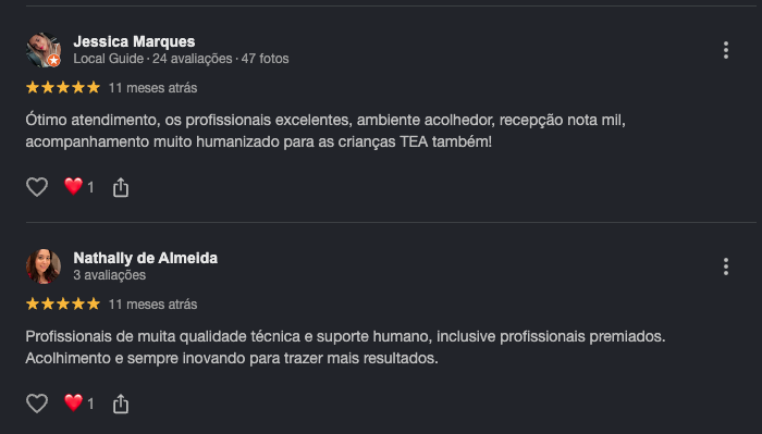 Avaliação 3 no Google