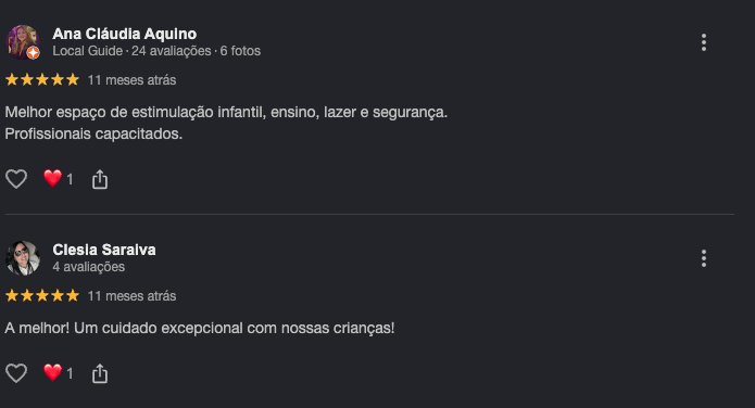 Avaliação 7 no Google